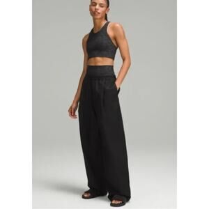 LULULEMON Lab Jacquard Leopard Print Black Wide Leg Pants Womens Size XS 0